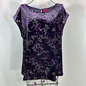 212 Collection Purple floral velour blouse size XL
